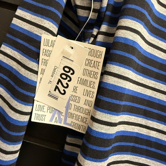 NWT Lularoe Debbie Striped Blue and White Women's Dress - Picture 3 of 3